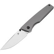 Kansept 1096A4 Chimera Stonewash Drop Point Framelock Knife Gray Handles