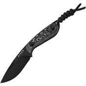 Kizer 1081A9 Buddy Black Drop Point Fixed Blade Knife White Storm Carbon Fiber Handles