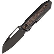 Kansept 1106A1 Thunderhead Blackwash Reverse Tanto Linerlock Knife Black Stonewash/Copper Foil Carbon Fiber Handles