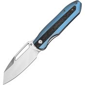 Kansept 1106A3 Thunderhead Stonewash Reverse Tanto Linerlock Knife Blue/Shread Carbon Fiber Handles