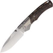Remette WD107TB WD107 satin Spear Point Button Lock Knife Copper Foil Carbon Fiber Handles