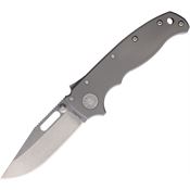 Demko 09664 AD20.5 Stonewash Clip Point Shark-Lock Knife Gray Smooth Handles