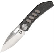 Yan Knives CKTHBKM Chevron satin MagnaCut Framelock Knife Black Micarta Handles