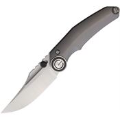 Noc MT3501 MT-35 Dragon Ball Satin Clip Point Button Lock Knife Gray Handles