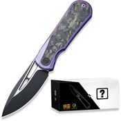 We 210333MB Baloo Mystery BoxTwo-Tone Drop Point Knife Purple/Shedded Carbon Fiber Handles
