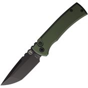 Chaves 143358 Auto Redencion Black Tanto Button Lock Knife Green Handles