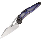 Noc MT3208 MT-32 Satin Wharncliffe Button Lock Knife Gray/Blue Handles