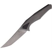 Poikilo Blade RHINO1 Rhino Stonewash Tanto Framelock Knife Black Stonewash Handles