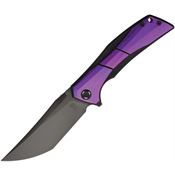 Poikilo Blade ANOLIS2 Anolis Black Stonewash Tanto Framelock Knife Black/Purple Handles