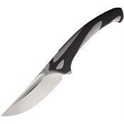 Poikilo Blade ORCA Orca Satin Drop Point Linerlock Knife Black/Silver Handles