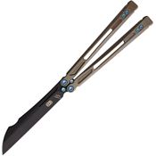 EOS 152 Gremlin Black Sheepsfoot Balisong Knife Bronze Handles