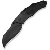 We 240421 Orc Boss Nested Black Stonewash Hawkbill Linerlock Knife Black Titanium/Shredded carbon Fiber Handles