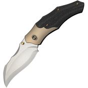 We 240422 Orc Boss Nested Stonewash Hawkbill Linerlock Knife Champagne Titanium/Twill Carbon Fiber Handles