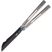 EOS 155 Gremlin Black Sheepsfoot Balisong Knife Satin Handles