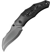 We 240423 Orc Boss Nested Gray Hawkbill Linerlock Knife Polished Titanium/Foil Carbon Fiber Handles