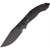 Custom Knife Factory 056 Marifone Sokosha Black Clip Point Linerlock Knife Black/Carbon Fiber Handles