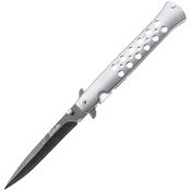ElitEdge 10A128SL Assist Open Linerlock Knife Silver Handles