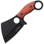 ElitEdge 20664WB Black Cleaver Fixed Blade Knife Brown Wood Handles
