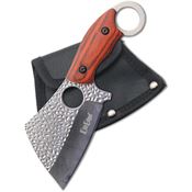 ElitEdge 20664SW Stonewash Cleaver Fixed Blade Knife Brown Wood Handles