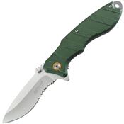 Mtech A2048GN Assist Open Satin Linerlock Knife Green Aluminum Handles