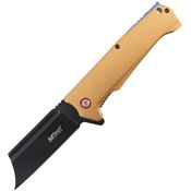 Mtech A2047TN Assist Open Black Linerlock Knife Tan Aluminum Handles