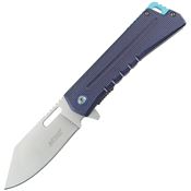 Mtech A2046BL Assist Open Satin Clip Point Linerlock Knife Blue Aluminum Handles