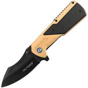 Tac Force 2022GD Assist Open Black Linerlock Knife Tan Aluminum Handles