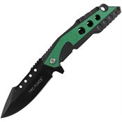 Tac Force 2021GN Assist Open Black Linerlock Knife Black/Green Aluminum Handles