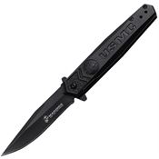 USMC MA3009BK Assist Open Black Linerlock Knife Black Aluminum Handles