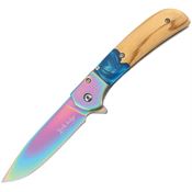 Elk Ridge A2022BL Assist Open Linerlock Knife Wood Handles