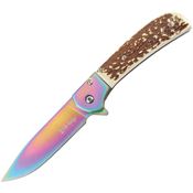 Elk Ridge A2022RB Assist Open Linerlock Knife Faux Stag Handles