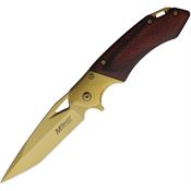 Mtech A2019GD Assist Open Tanto Linerlock Knife Brown Wood Handles