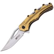 Mtech A2027GD Assist Open Clip Point Linerlock Knife Gold Handles