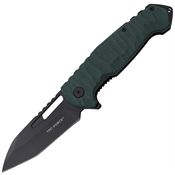 Tac Force 2013GN Assist Open Black Sheepsfoot Linerlock Knife Green Textured G10 Handles