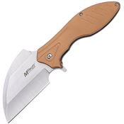 Mtech A2007TN Assist Open Stonewash Sheepsfoot Linerlock Knife Tan Aluminum Handles