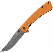 Browning 0560 Branded Rock Black Stonewash Clip Point Framelock Knife Orange G10 Handles