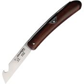 Okapi 02585 Biltong/Beer Folder Knife Satin N690 Sheepsfoot Knife Brown Wood Handles