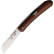 Okapi 02590 Biltong Folder Knife Wood Satin N690 Sheepsfoot Knife Brown Wood Handles