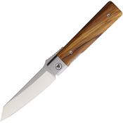 Trivisa YZ04FGL Dolphin Satin 14C28N Tanto Linerlock Knife Olive Wood Handles