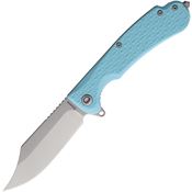 Daggerr PWTFSW Powie Stonewash Clip Point Linerlock Knife Light Blue FRN Handles