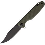 Daggerr LPMOLBW Leprechaun Black Stonewash Clip Point Linerlock Knife OD Green FRN Handles