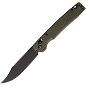 Daggerr PKXOLBW Pike Black Stonewash Clip Point Crossbar Lock Knife OD Green FRN Handles