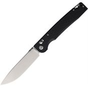 Daggerr DPTXBKSW Dropet Stonewash Spear Point Crossbar Lock Knife Black FRN Handles