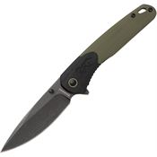 Browning 0556B Cedar Black Stonewash D2 Carbon Steel Drop Point Linerlock Knife Black/Green G10 Handles
