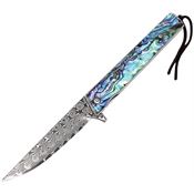 ElitEdge 10B006AB Damascus Drop Point Linerlock Knife Abalone Handles