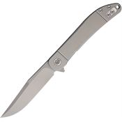 WIN+ 4366G Bead Blast D2 Drop Point Framelock Knife Gray Titanium Handles