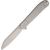 WIN+ 4370G Bead Blast D2 Sheepsfoot Framelock Knife Gray Textured Titanium Handles