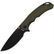 Artisan 1702MGN Tradition V2 Black Drop Point Linerlock Knife Green G10 Handles