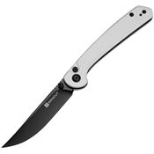 SenCut 250071 Skelfin Black 9CR18MOV Clip Point Button Lock Knife White G10 Handles