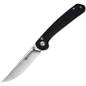 SenCut 250072 Skelfin Satin 9CR18MOV Clip Point Button Lock Knife Black G10 Handles